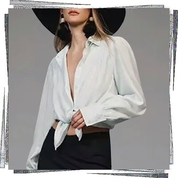 NWOT: Light Turquoise Pintuck Buttondown Shirt (S) by Bella Dahl - Picture 2 of 6